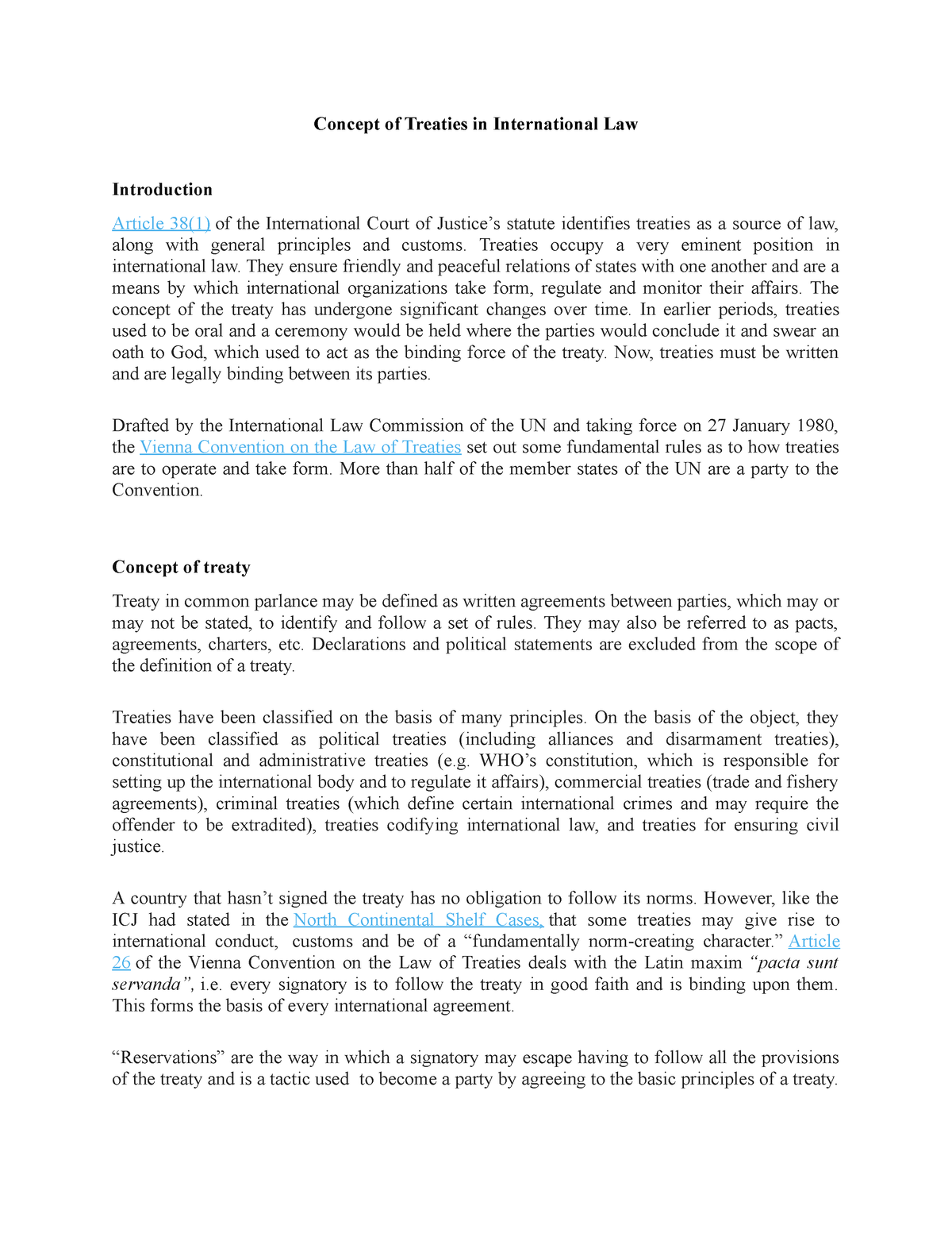 Concept of Treaties in International Law - Concept of Treaties in ...