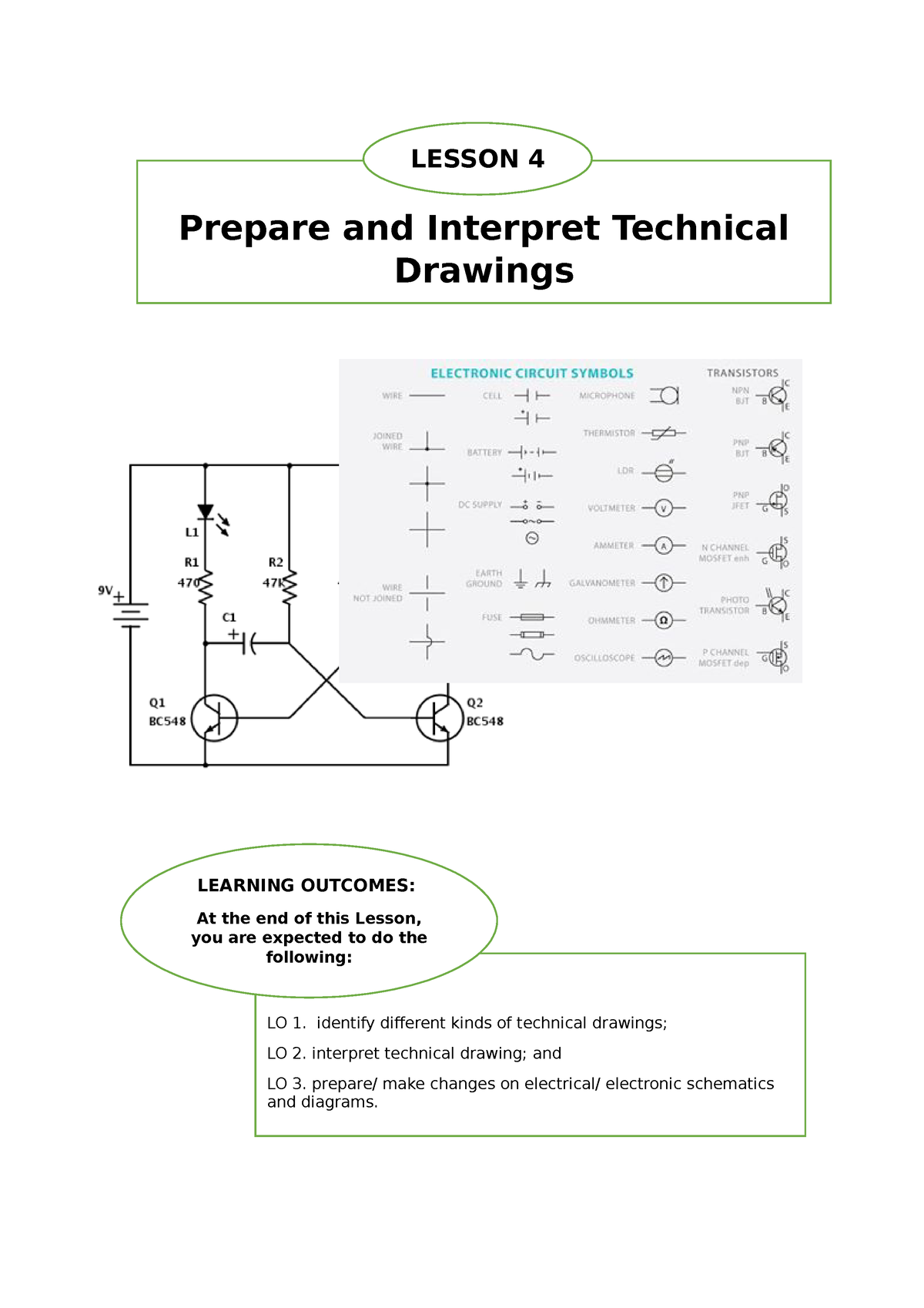 Lesson 4, interpreting tecnical drawings LESSON 4 Prepare and