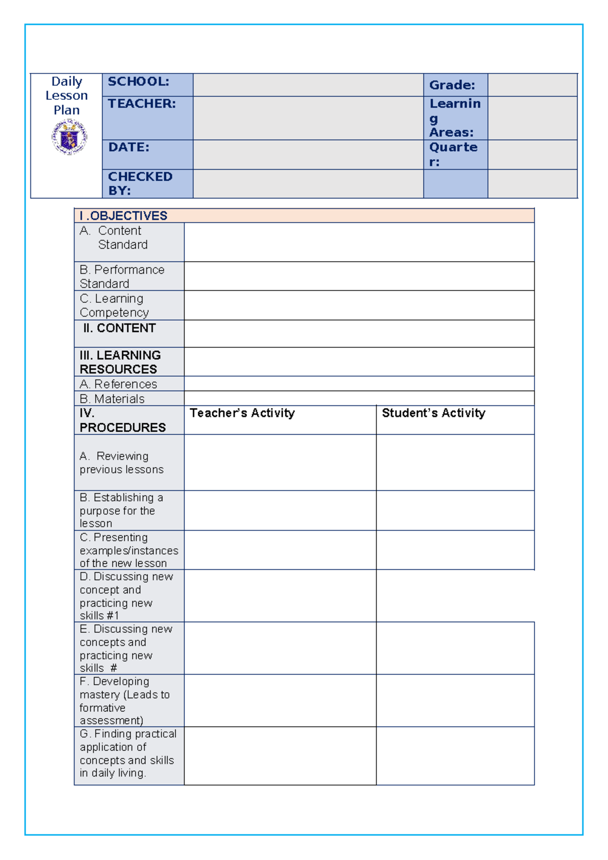 DLP-Format - DLP format and Module - Daily Lesson Plan SCHOOL: Grade ...