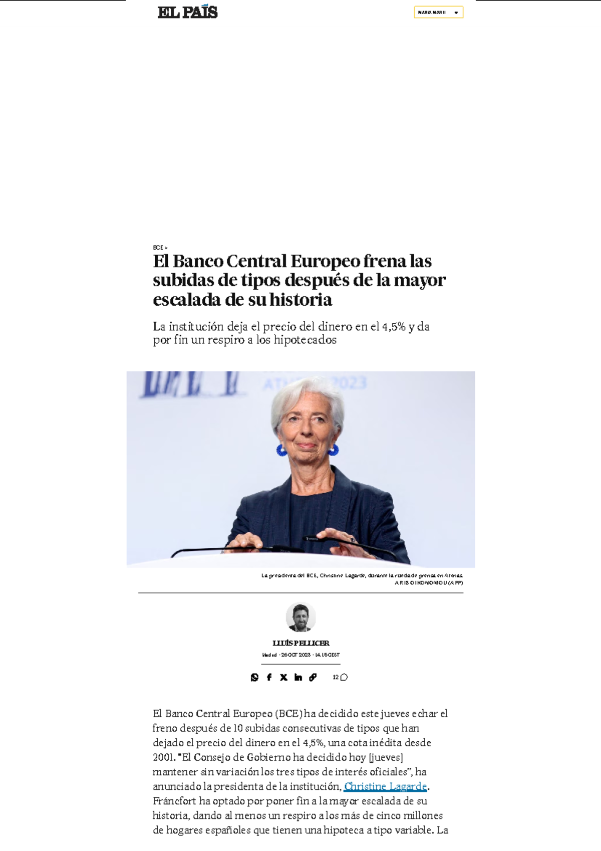 El Banco Central Europeo frena las subidas de tipos despue¿s de la ...