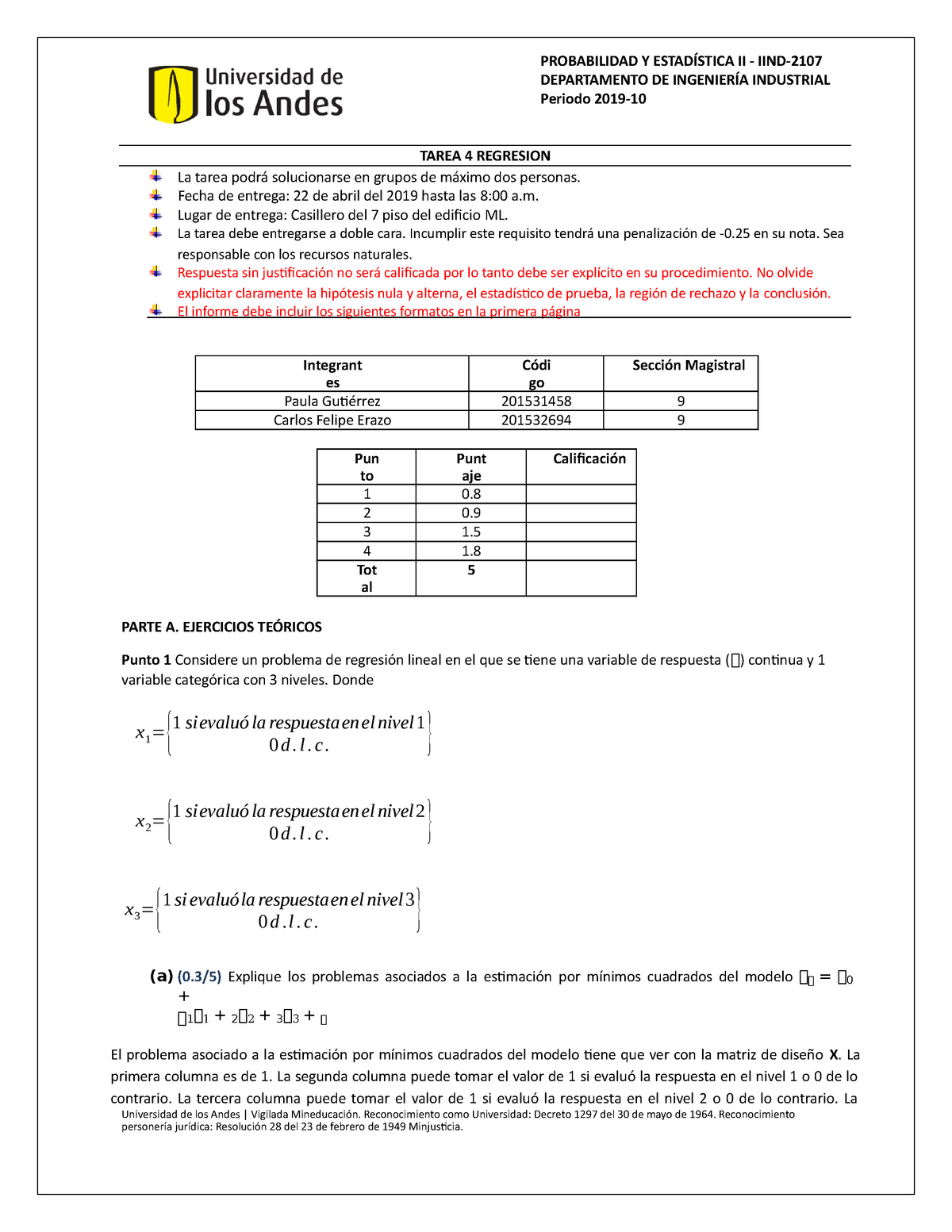 Tarea 4 Probabilidad Y Estadística II - Universidad De Los Andes ...