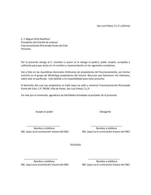 Carta Poder Laboral - H. CENTRO DE CONCILIACION LABORAL EN EL ESTADO DE ...