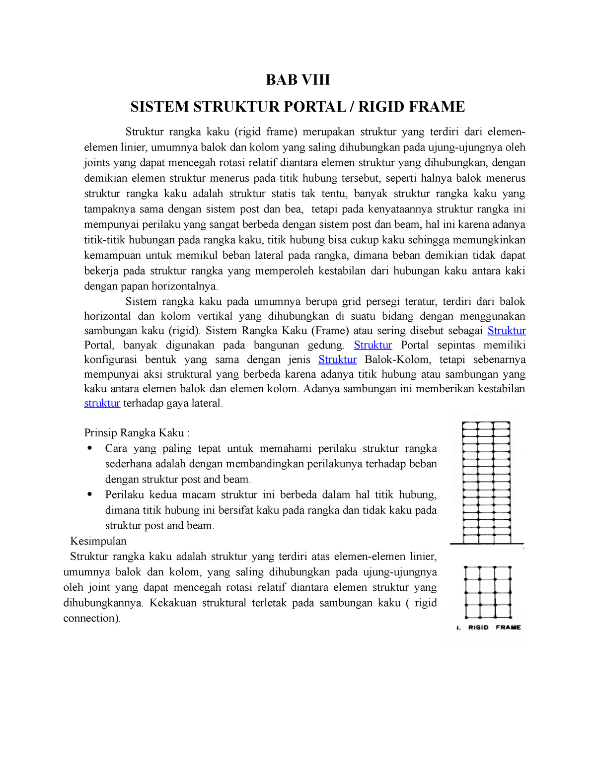 Struktur portal rigid frame - BAB VIII SISTEM STRUKTUR PORTAL / RIGID ...