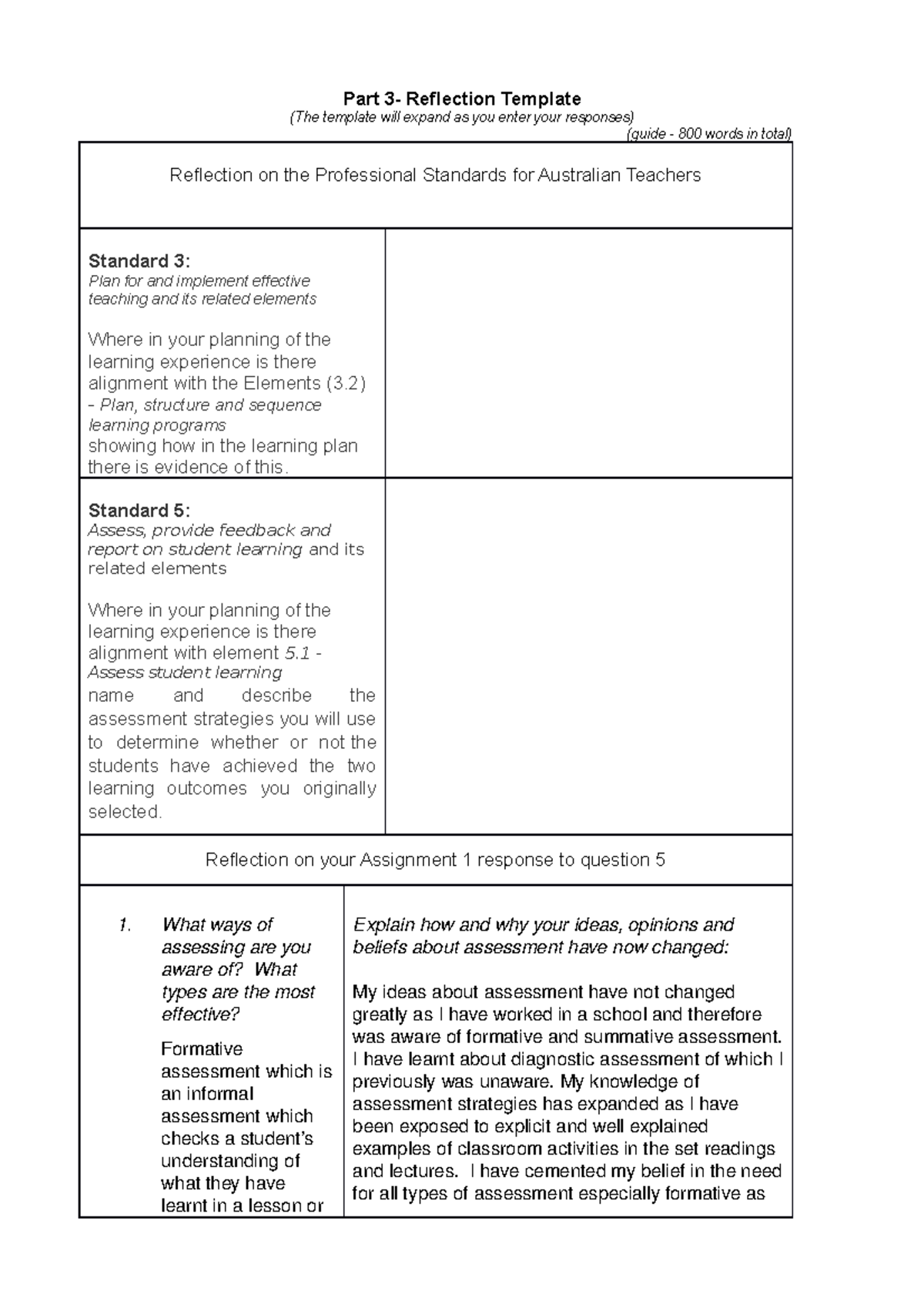 Part 3 The Reflection Template T1 2017 - Part 3- Reflection Template ...