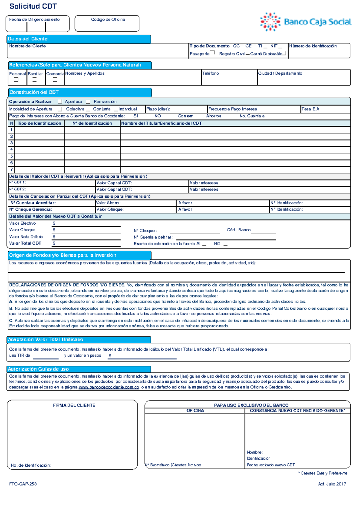 CDT - FORMATO CDT - CC CE TI NIT Pasaporte Registro Civil Carné ...