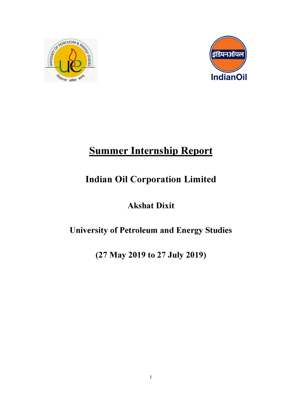 Project Report on Indian Oil Corporation ltd I Summer Internship