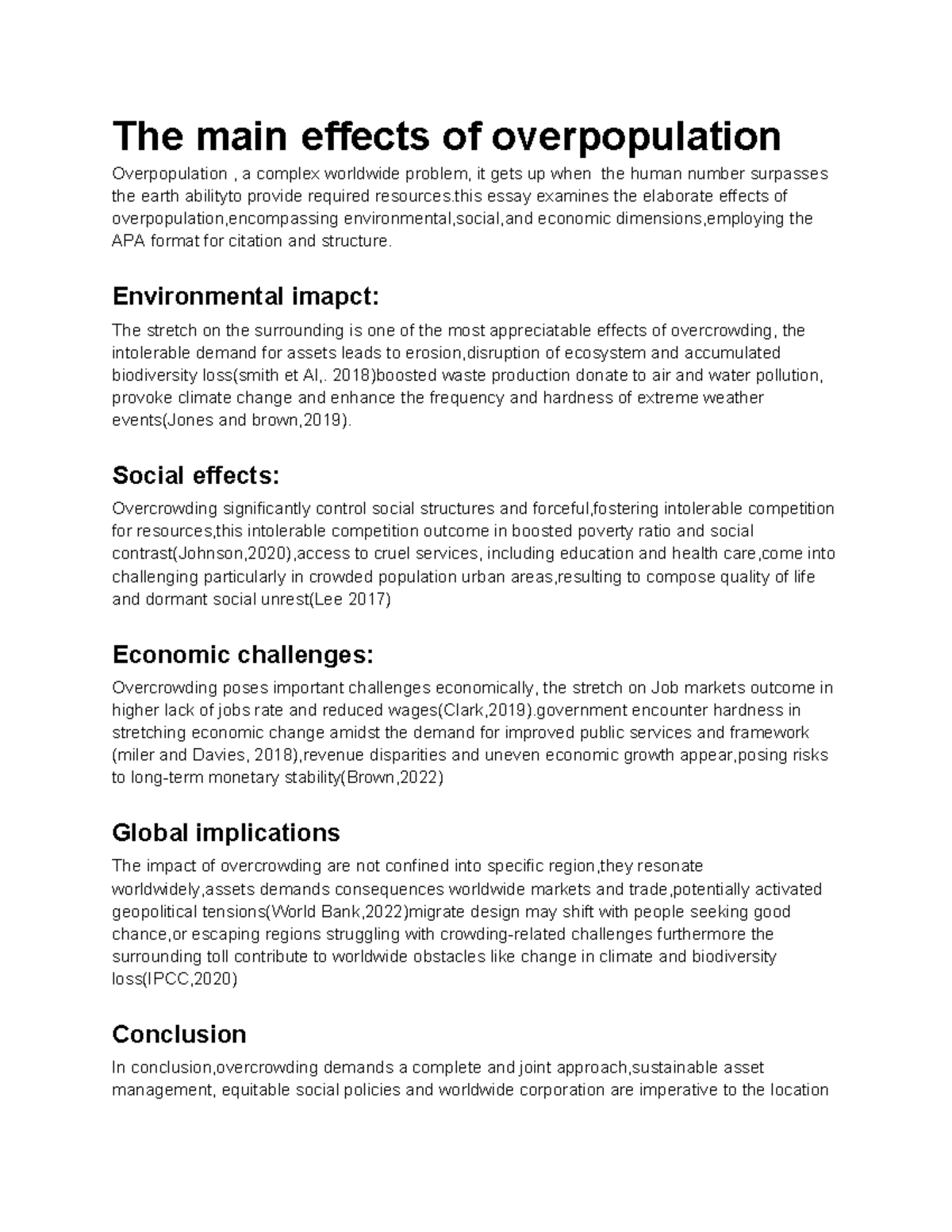 Effects of overpopulation - The main effects of overpopulation ...
