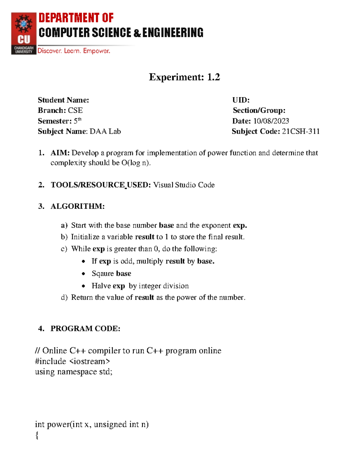 DAA Worksheet 2 - Alasso - DEPARTMENT OF COMPUTER SCIENCE & ENGINEERING ...