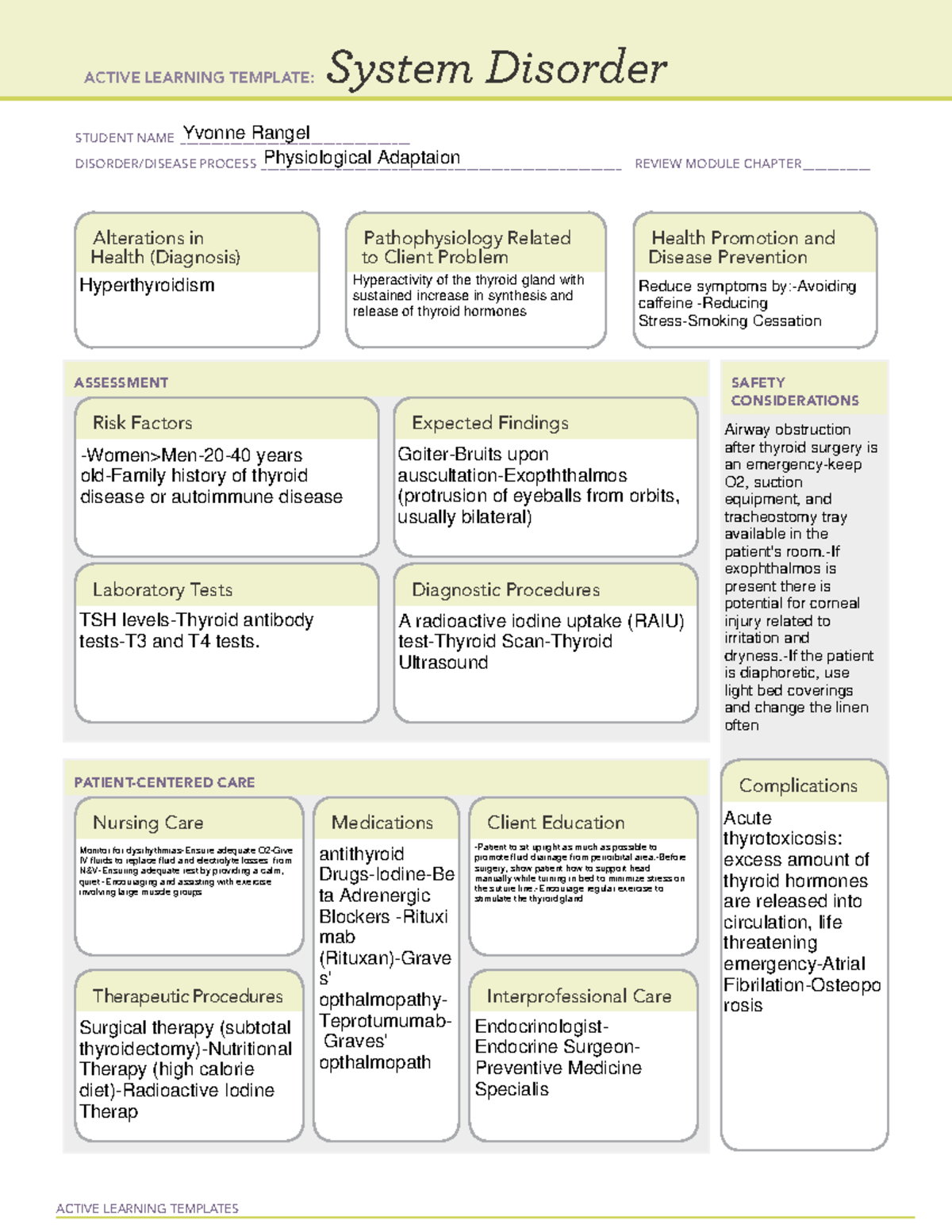 Ati part b 7 - ati - ACTIVE LEARNING TEMPLATES System Disorder STUDENT ...