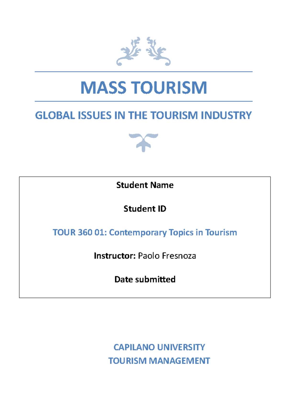 mass tourism essay