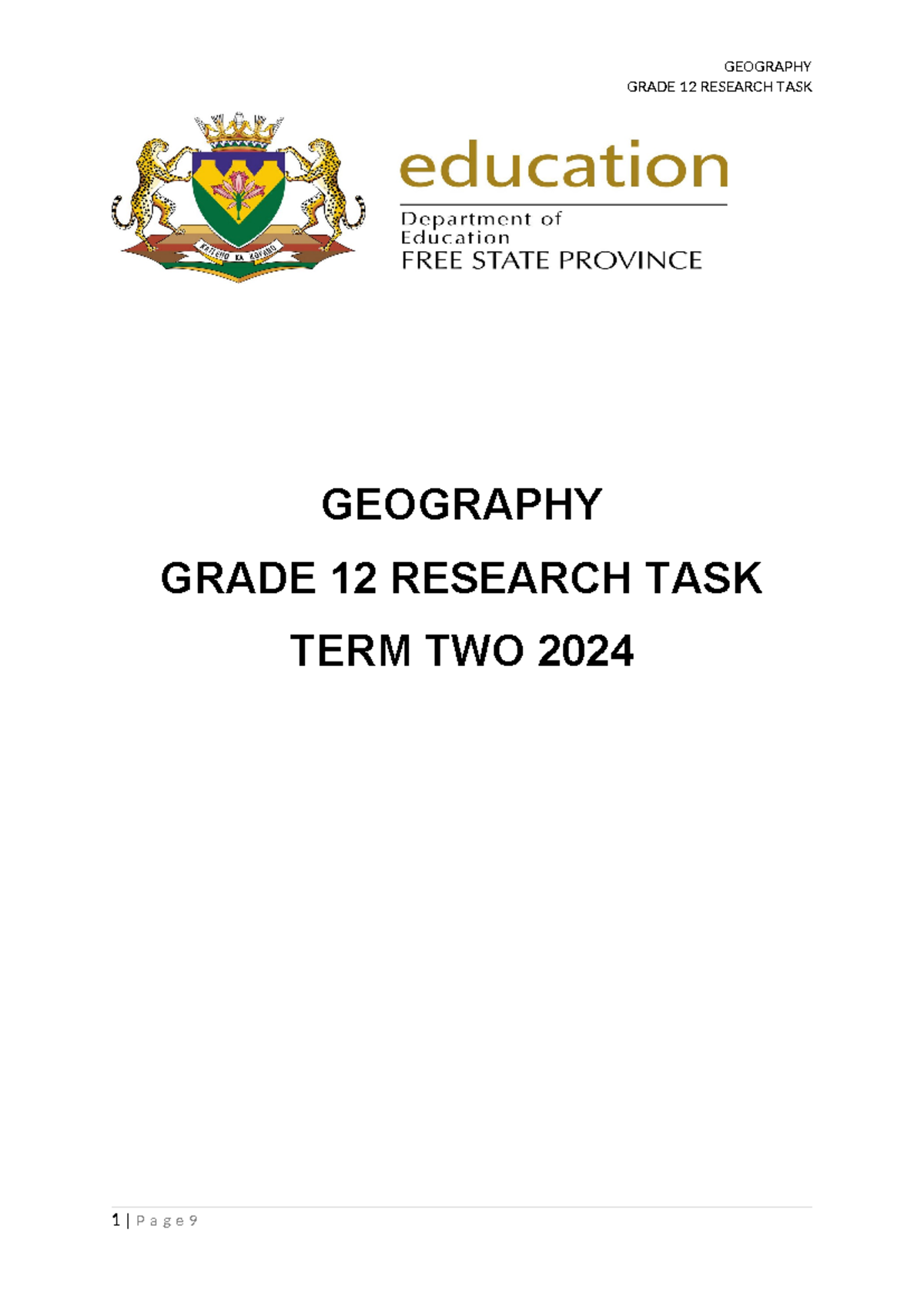 geography grade 12 research task march 2023