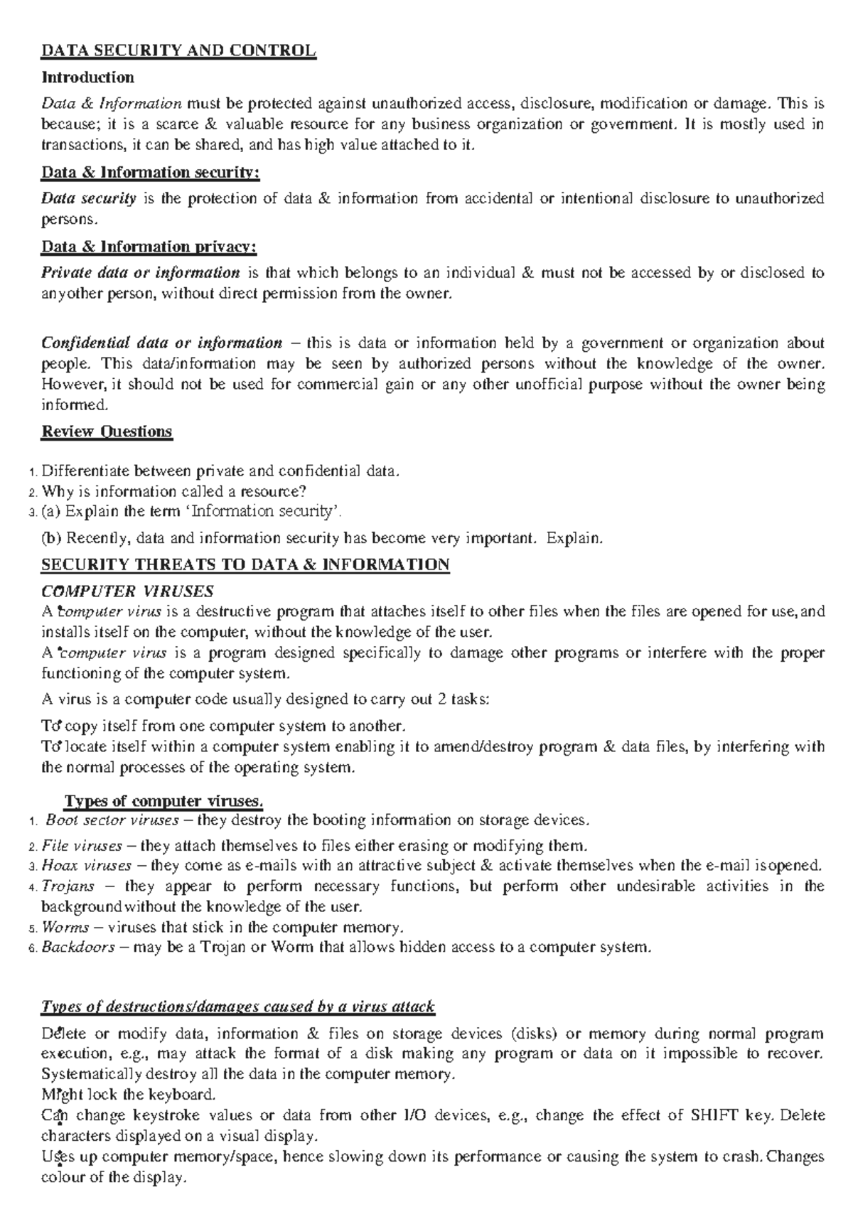 Apply Security Measures to data, Hardware and software - DATA SECURITY ...