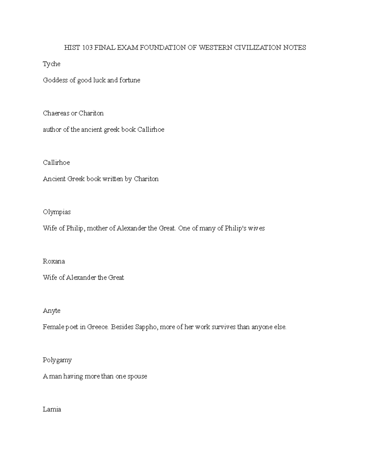 HIST 103 Final EXAM Foundation OF Western Civilization Notes - HIST 103 ...