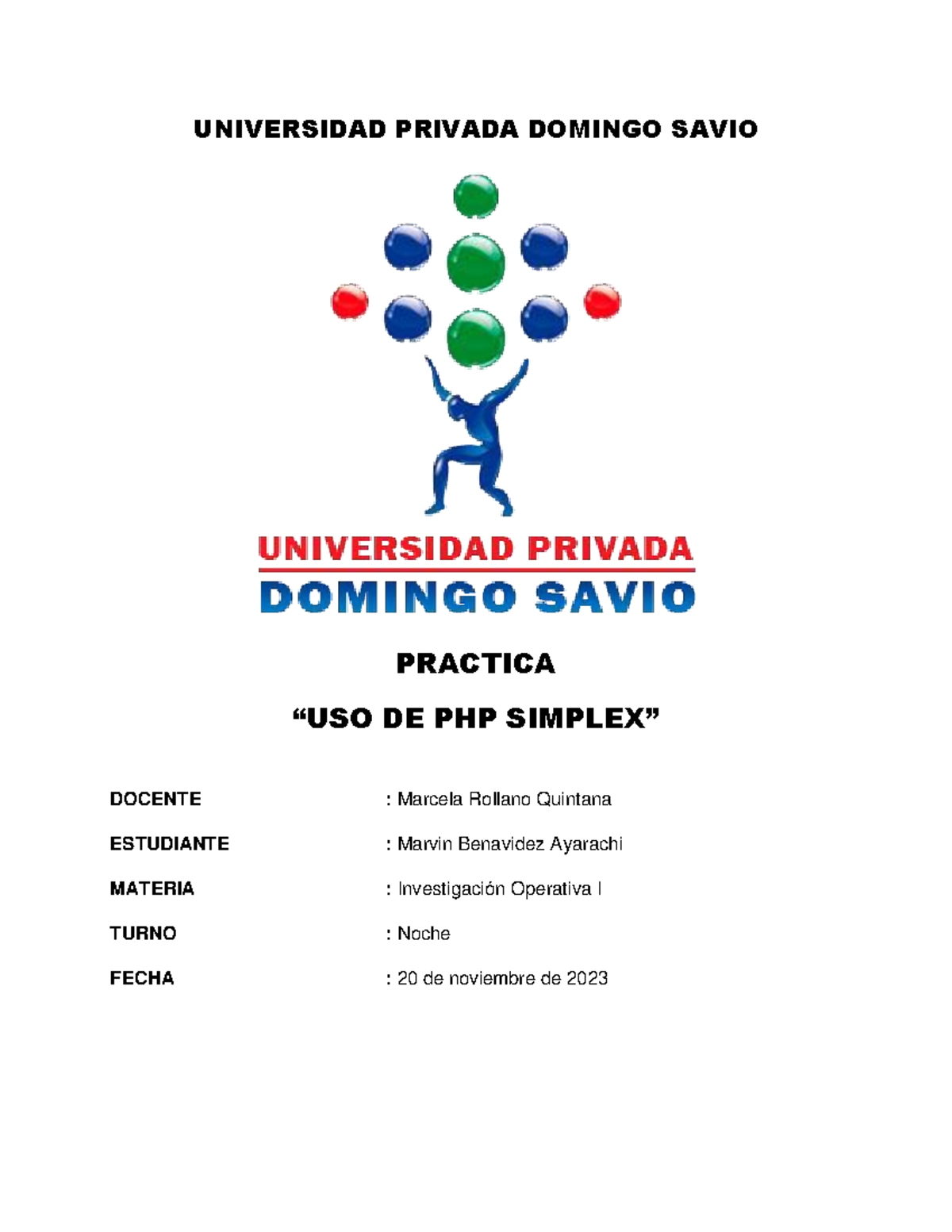 Practica php simplex tarea universidad privada domingo savio
