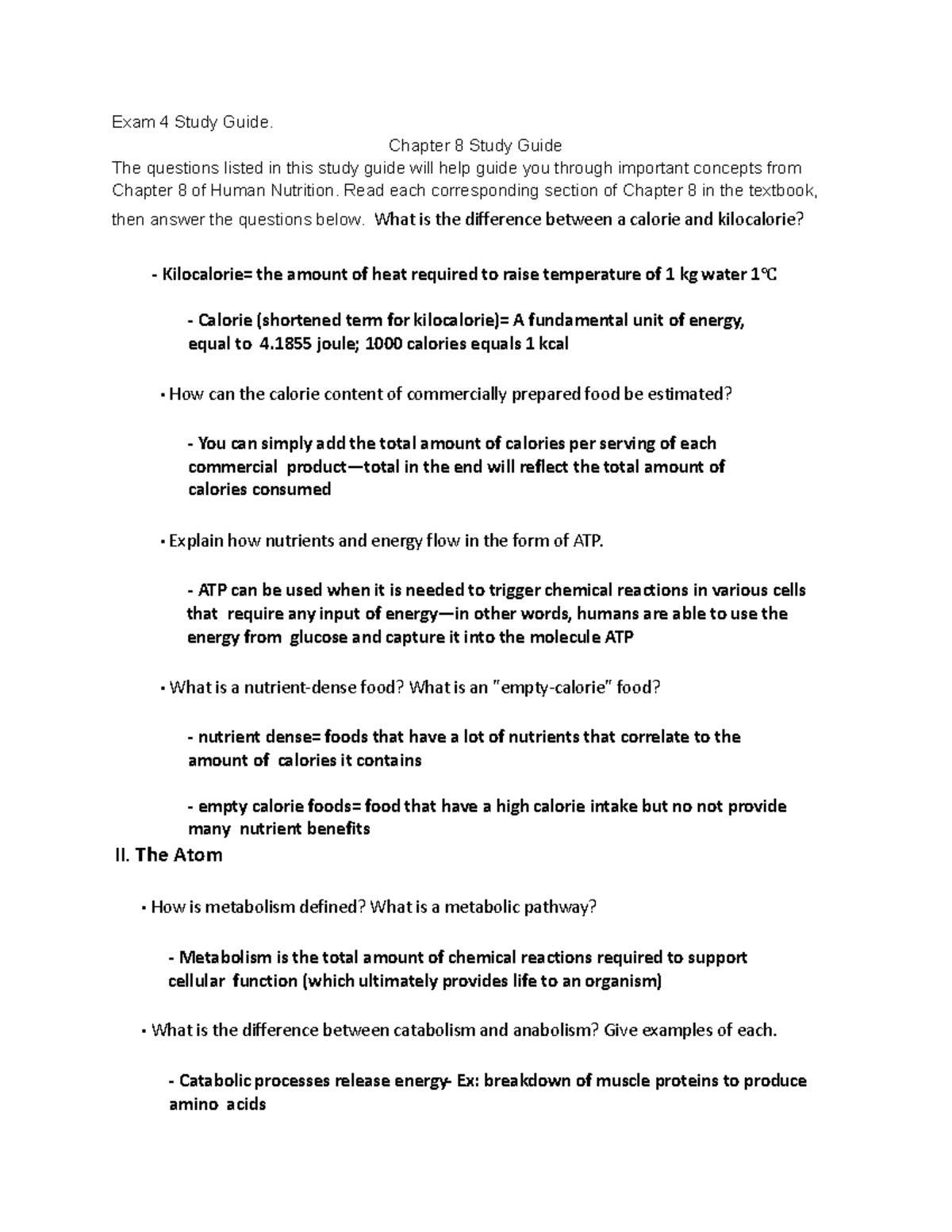 Exam 4 Study Guide - Exam 4- CH 8 ,16, 17, 18 - Exam 4 Study Guide ...