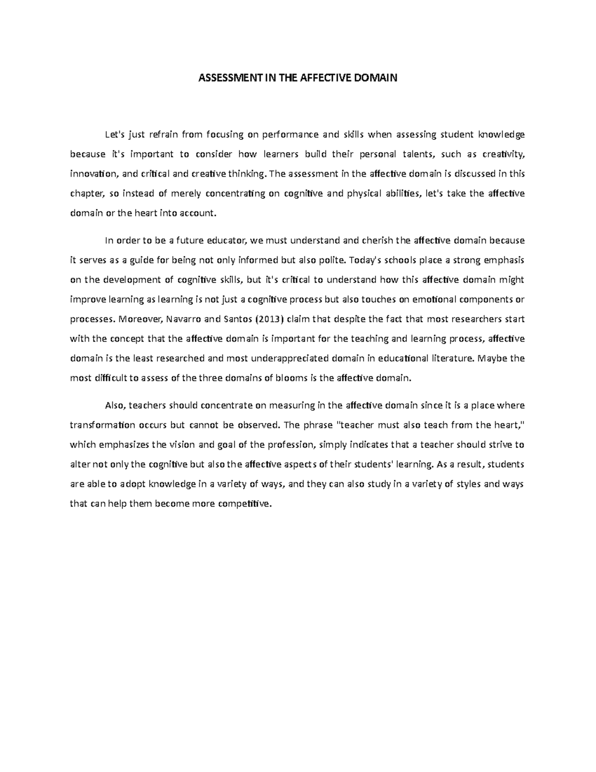 WEEL 9 - week 9 - ASSESSMENT IN THE AFFECTIVE DOMAIN Let's just refrain ...
