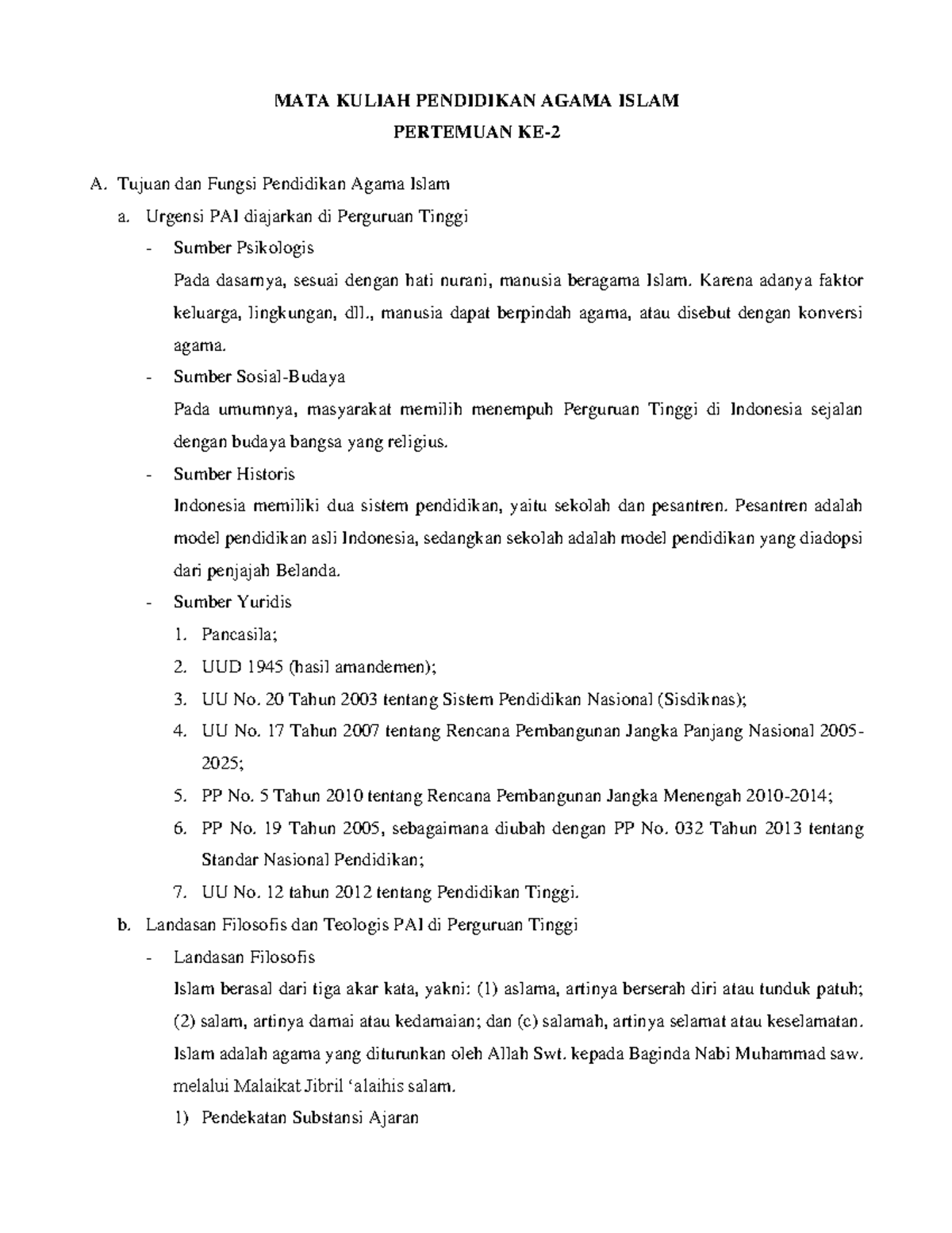 1 Tujuan Dan Fungsi Pendidikan Agama Islam Pendidikan Agama Islam