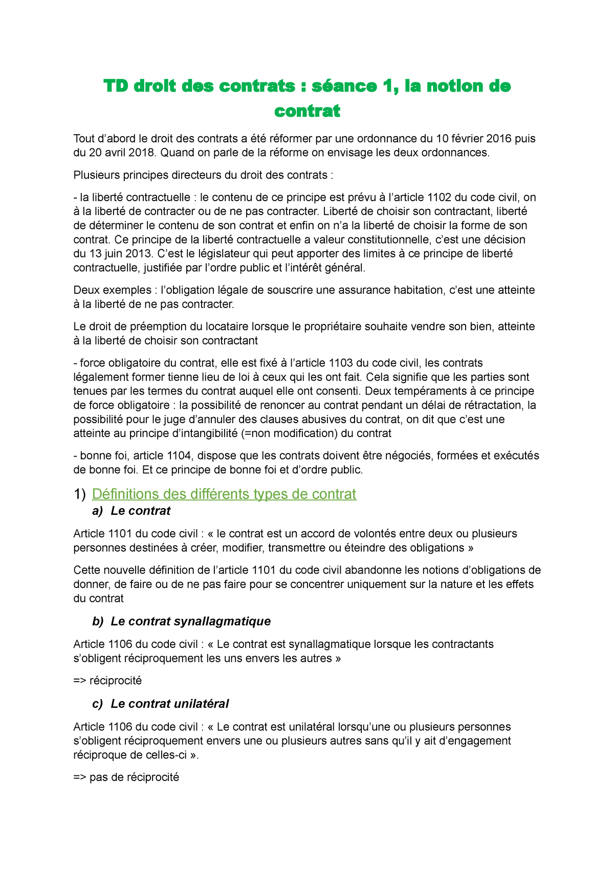 TD Droit Des Contrats 1 - Td Introductif - TD Droit Des Contrats ...