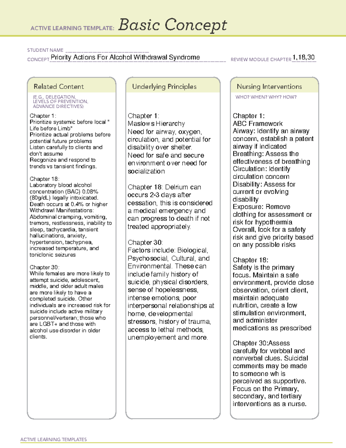 Remediation #1 for ATI Test A - FPM 233 - ACTIVE LEARNING TEMPLATES ...