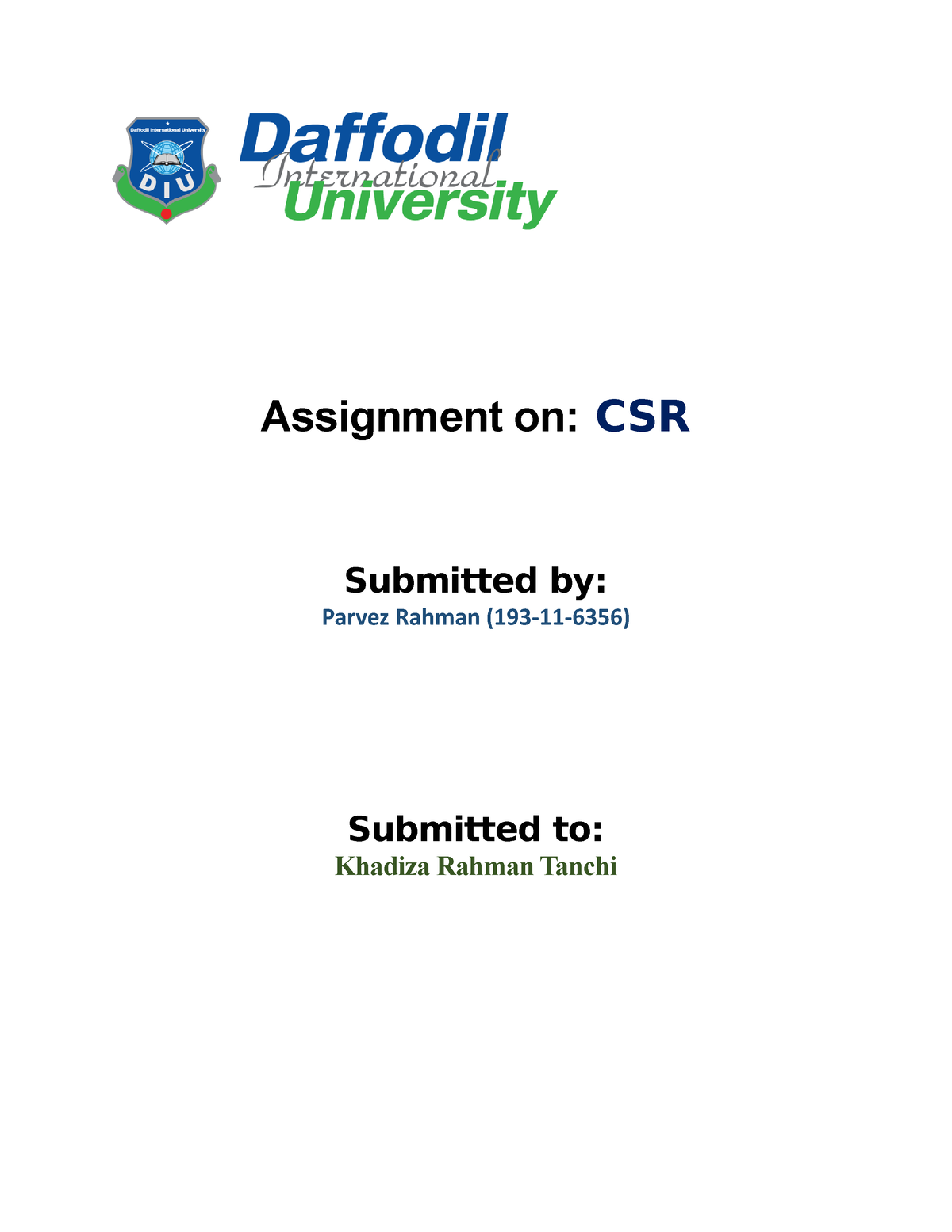 assignment on csr