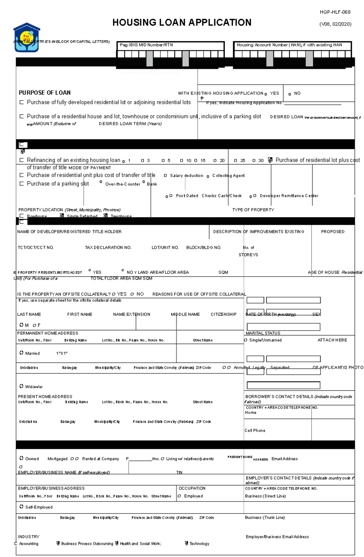 HLF068 Housing Loan Application V08 - HQP-HLF- HOUSING LOAN APPLICATION ...