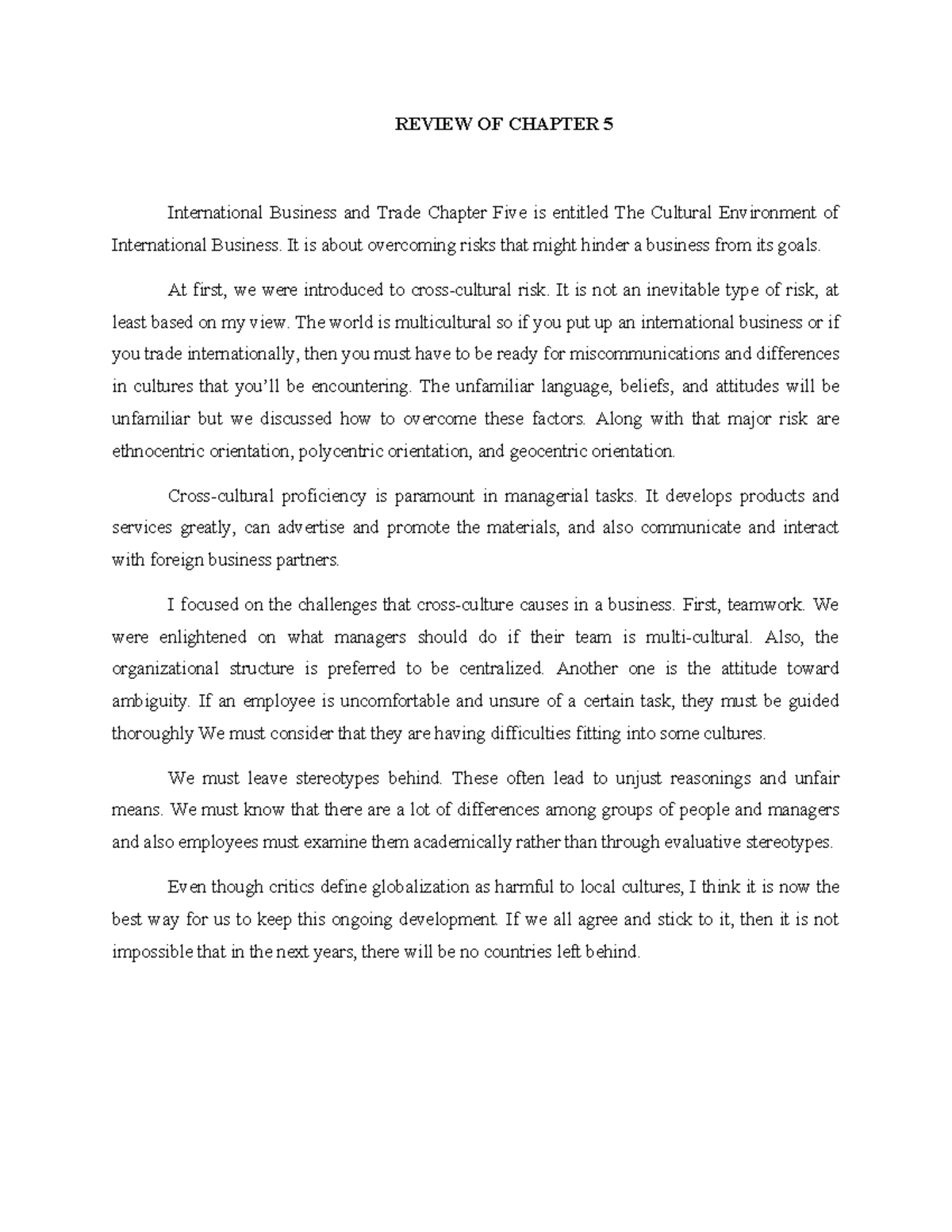 China Lecture Review Of Chapter 5 International Business And Trade China Lecture Review Of Chapter 5 International Business And Trade