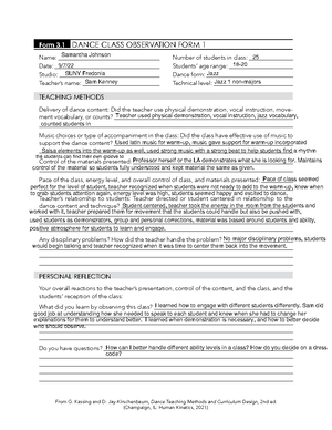 Observation Form 2 - The assignment is to go into another professor's ...