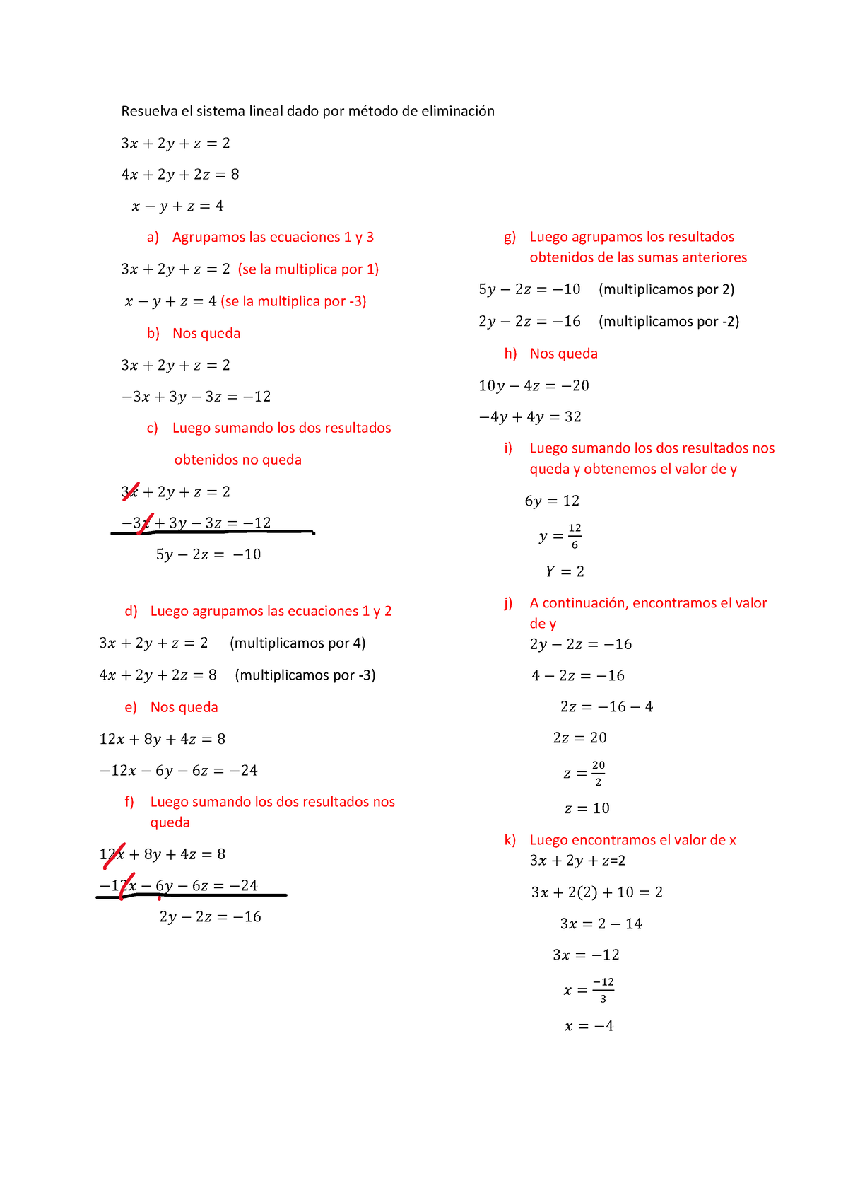 FORO 1 Ecuaciones Lineales - Resuelva El Sistema Lineal Dado Por Método ...