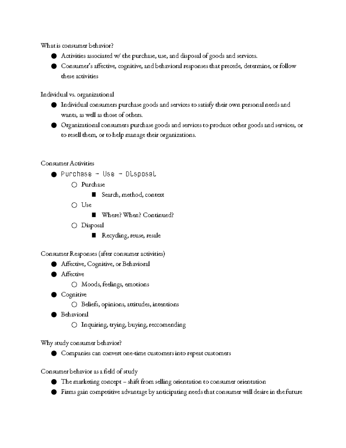 consumer research notes