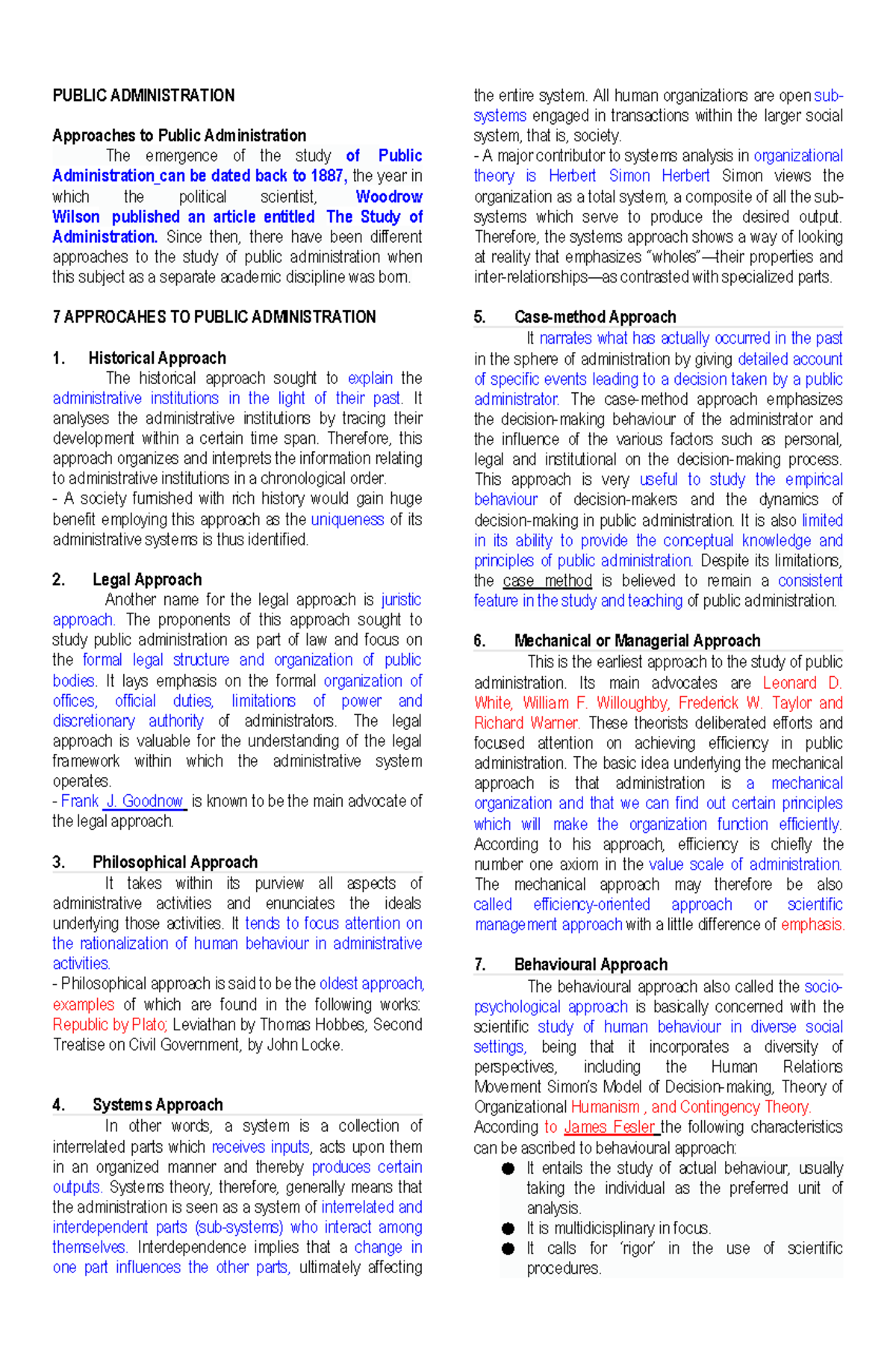 Pubad- Midterm- Reviewer - PUBLIC ADMINISTRATION Approaches to Public ...