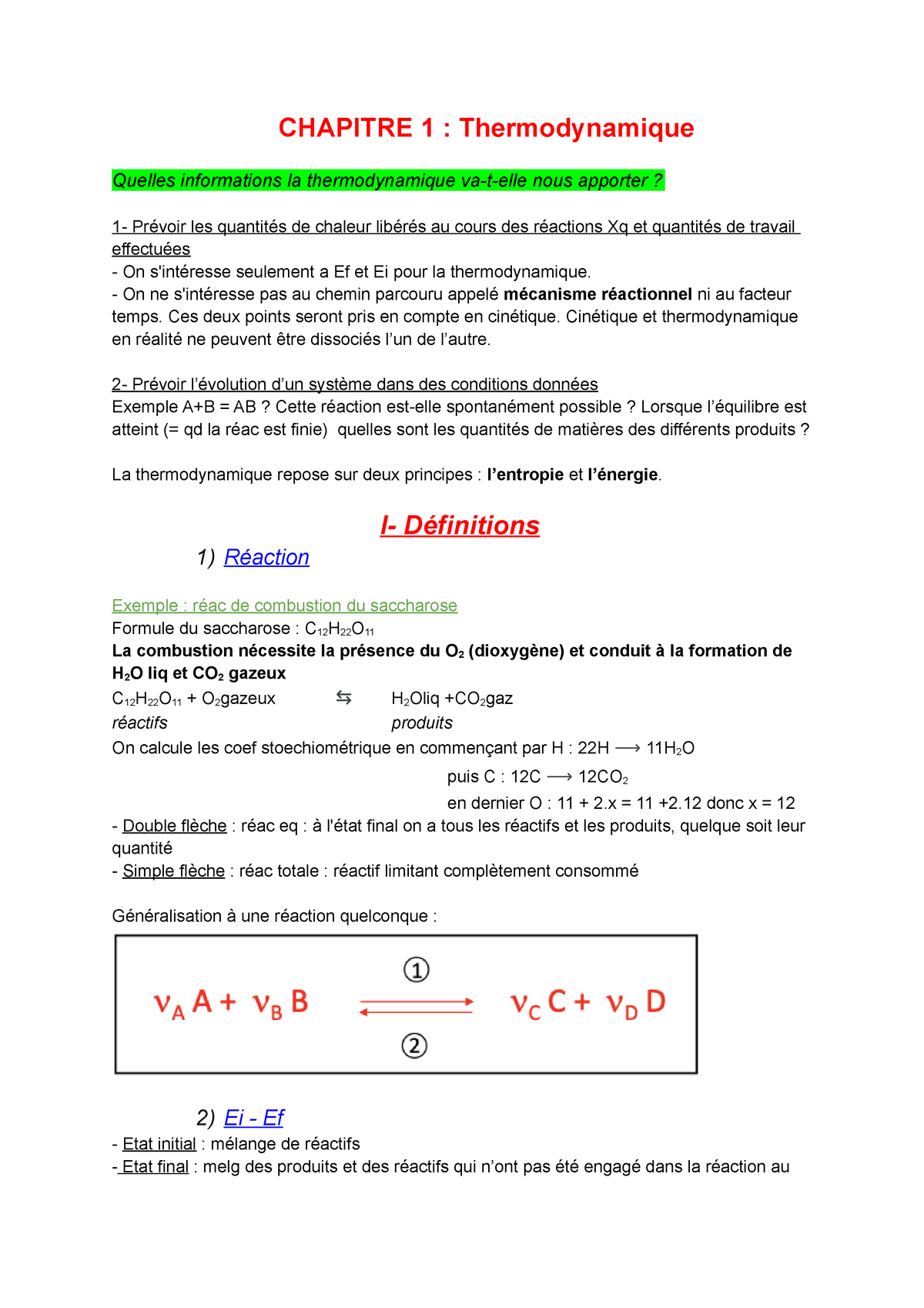 Chapitre 1 Thermodynamique - CHAPITRE 1 : Thermodynamique Quelles ...