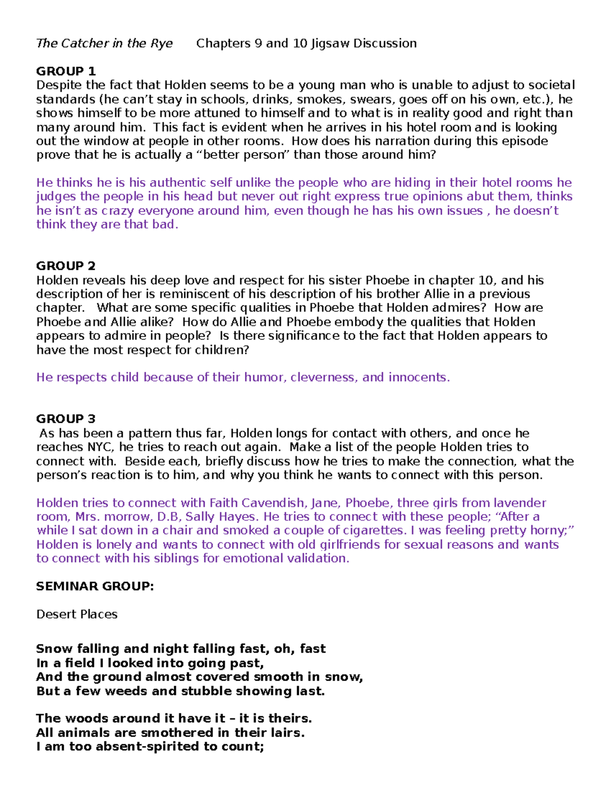 9 and 10The Catcherinthe Rye Chaptersand Discussion Questions5 The Catcher in the Rye