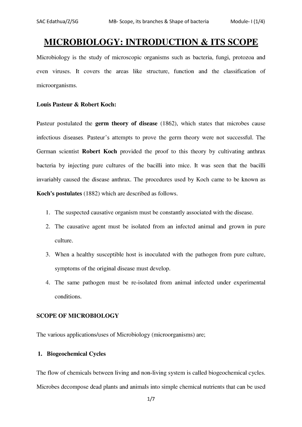 Microbiology- Module 1-1. Scope Of Microbiology. Shape And Arrangement ...