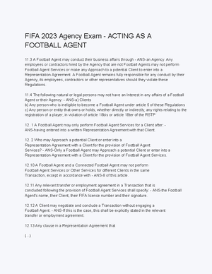 FIFA Agent Exam - Disciplinary Code - Can sit in stands if safeguarded ...