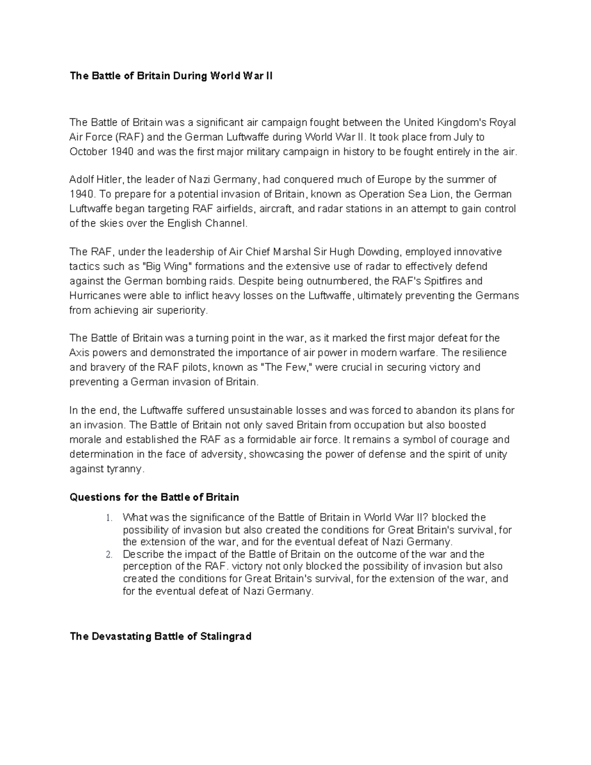 The Battle of Britain During World War II - It took place from July to ...