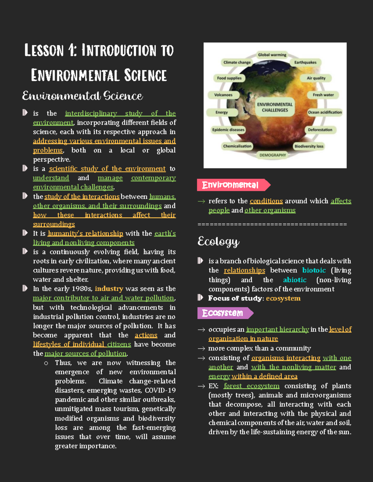 Environmental-Science - Lesson 1: Introduction to Environmental Science ...
