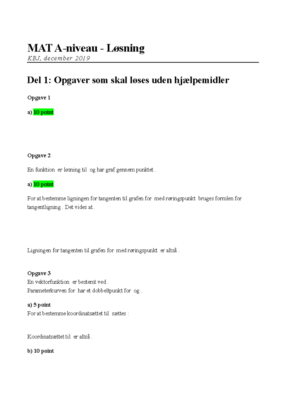 A2019 6 Dec. Losning - Matematik A Eksamen Besvarelse - MAT A-niveau ...