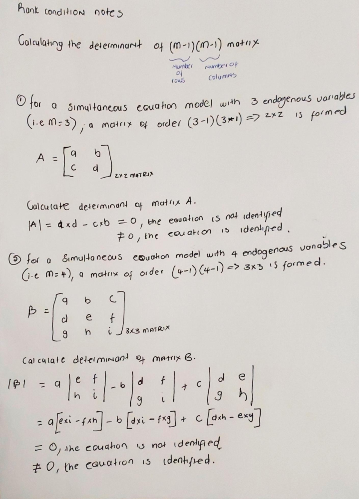 Determinant calculation - honk condi ioN note s Golculahng the deserm ...