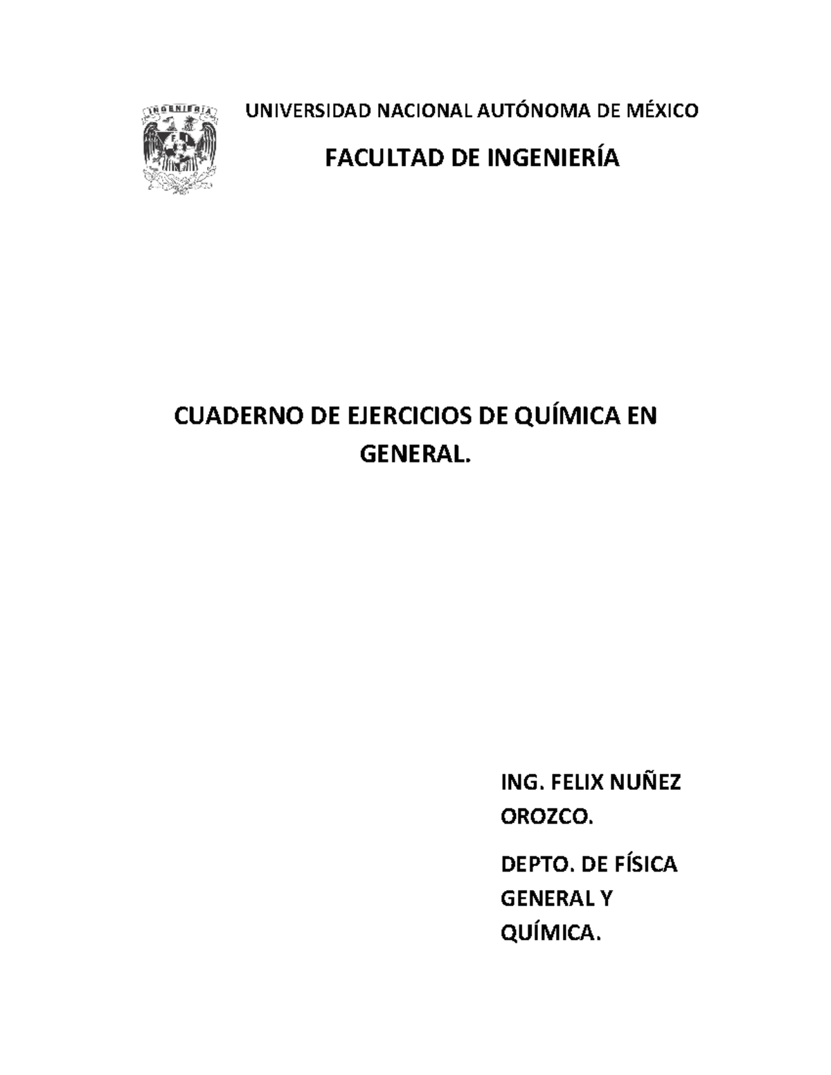 Cuaderno DE Ejercicios DE Química General - UNIVERSIDAD NACIONAL AUT ...