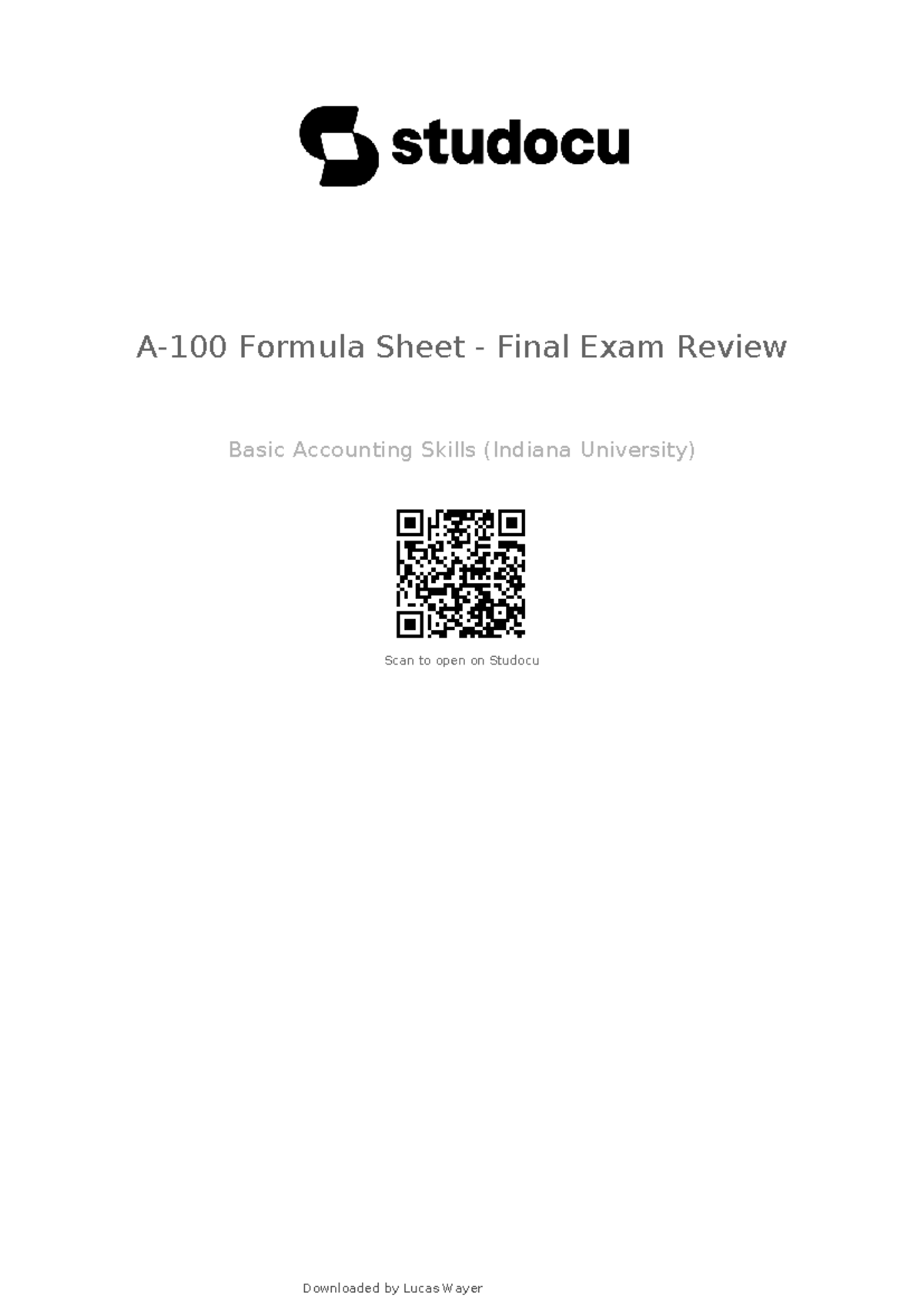 A100 Formula Sheet - Total Product Costs = Direct Material+Direct Labor ...