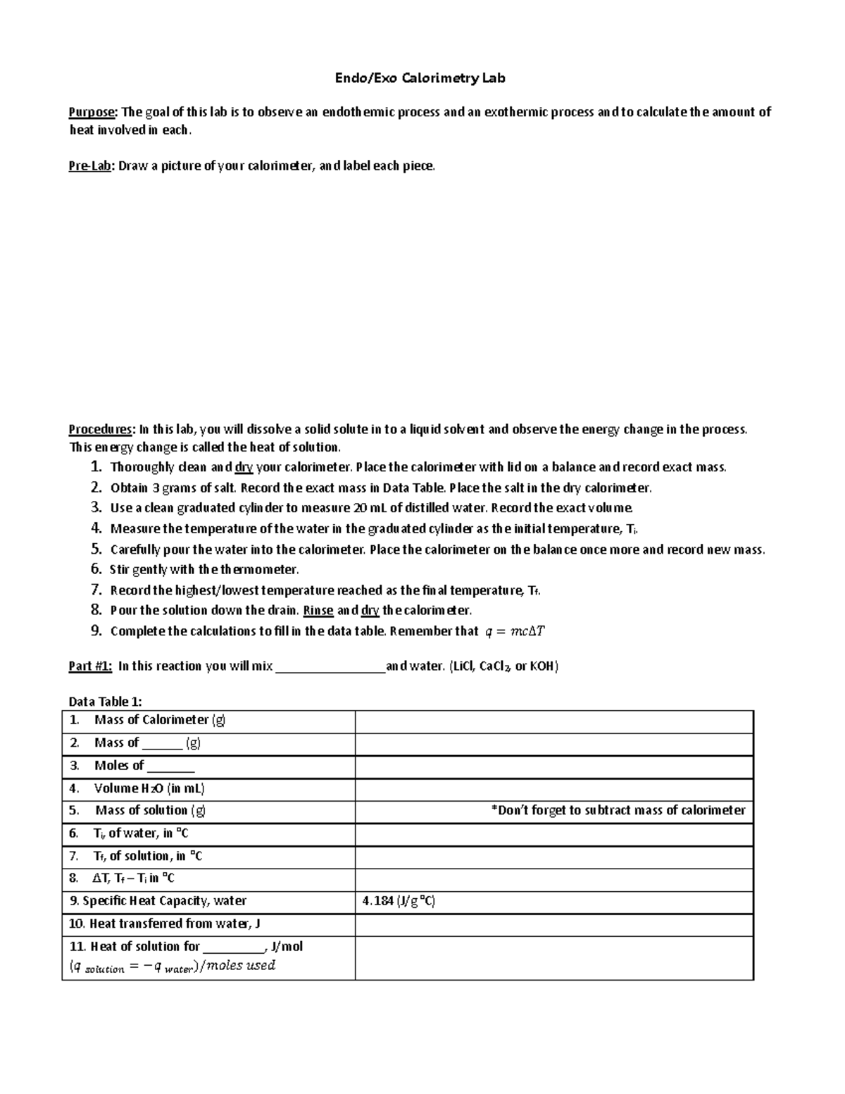 Calorimetry+Lab+2 - No lol thanks tho - Endo/Exo Calorimetry Lab ...