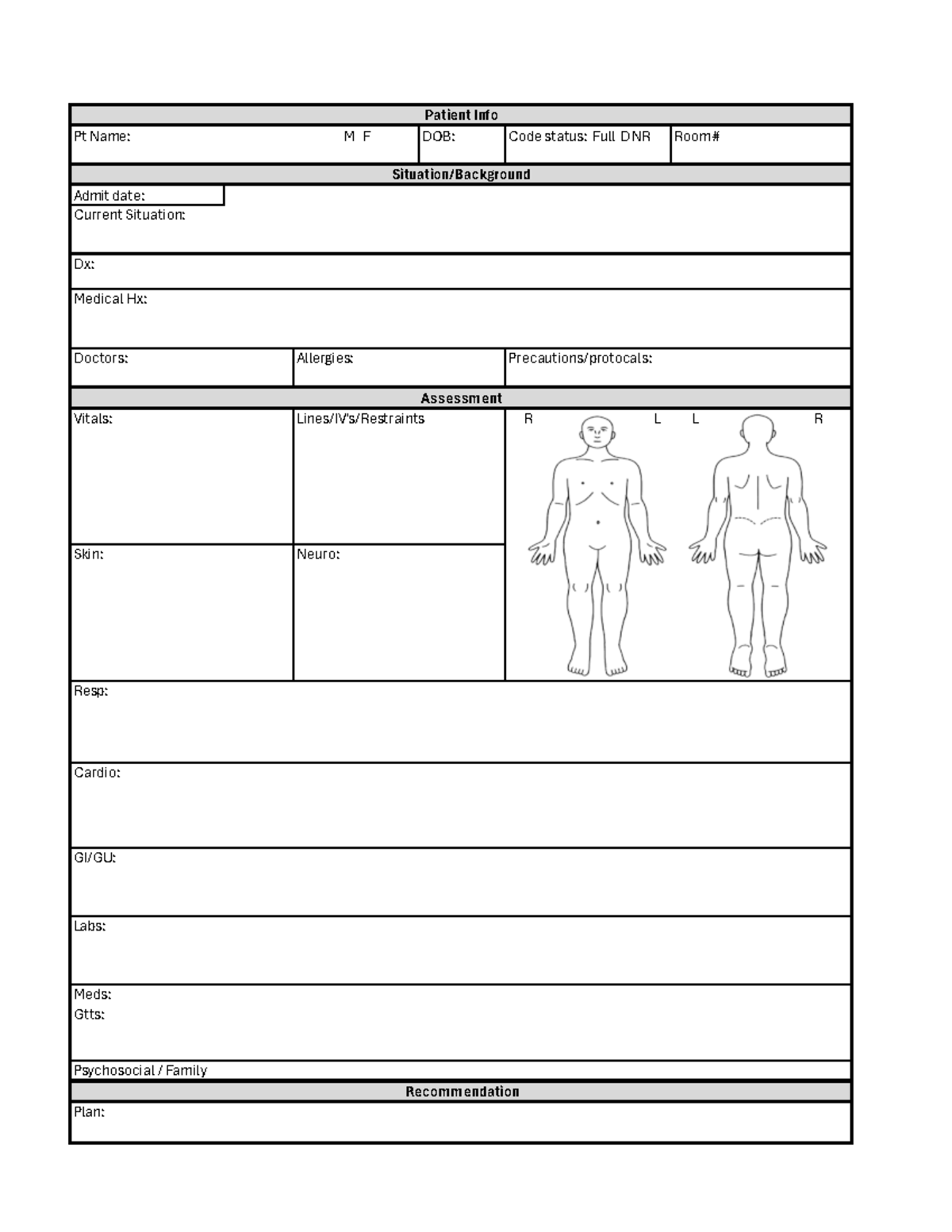 ICU - good copy+ - ICU Charting sheet - BIOL 2041 - M F DOB: Code ...