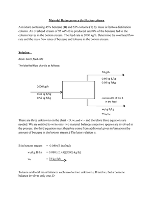 MB Distillation 21 - This document contains material balance questions for one to practice for tests.