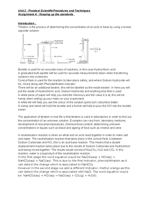 BTEC Level 3 Applied Science Unit 2- Practical Scientific Procedures ...