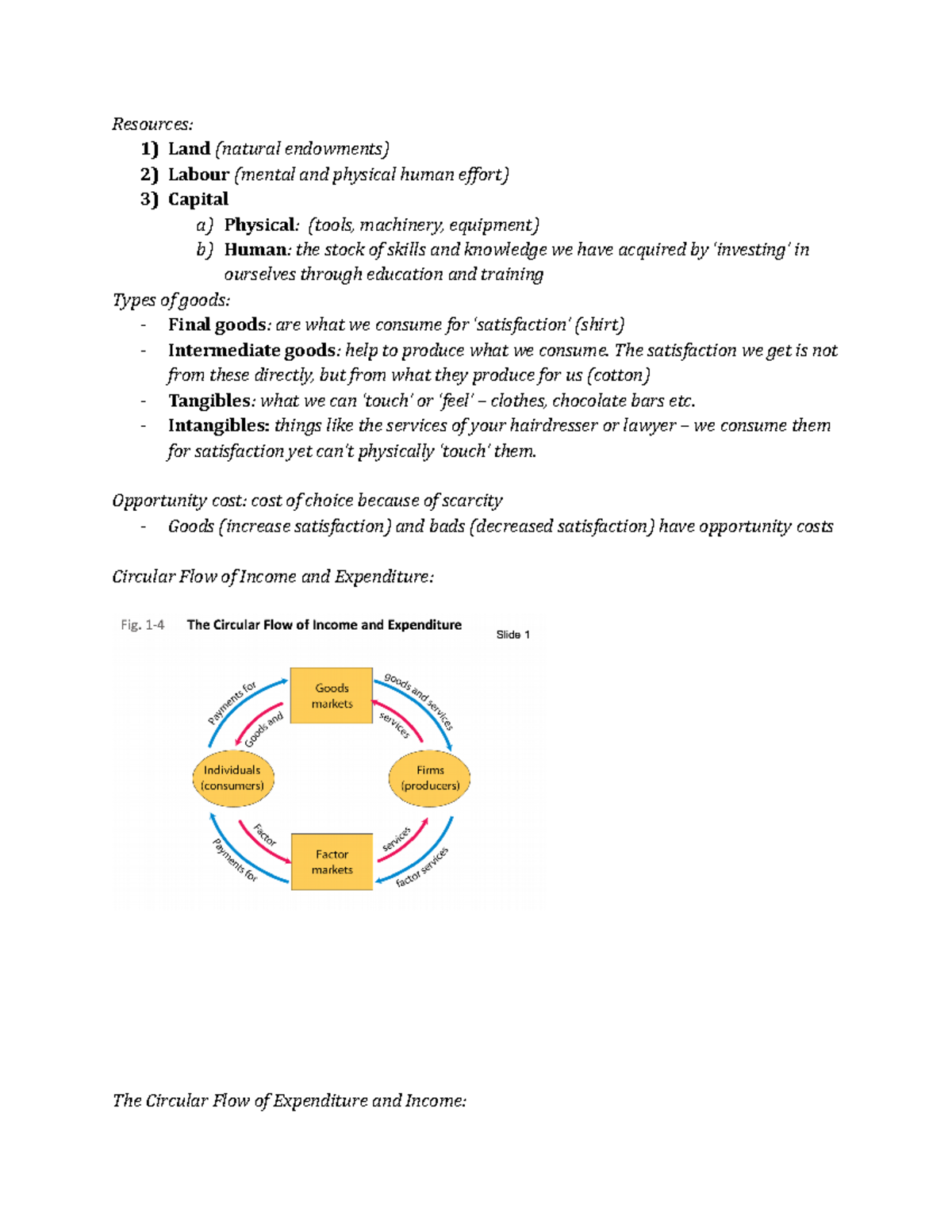 Econ Notes Chapter 1 - Dickinson - Resources: 1) Land (natural ...