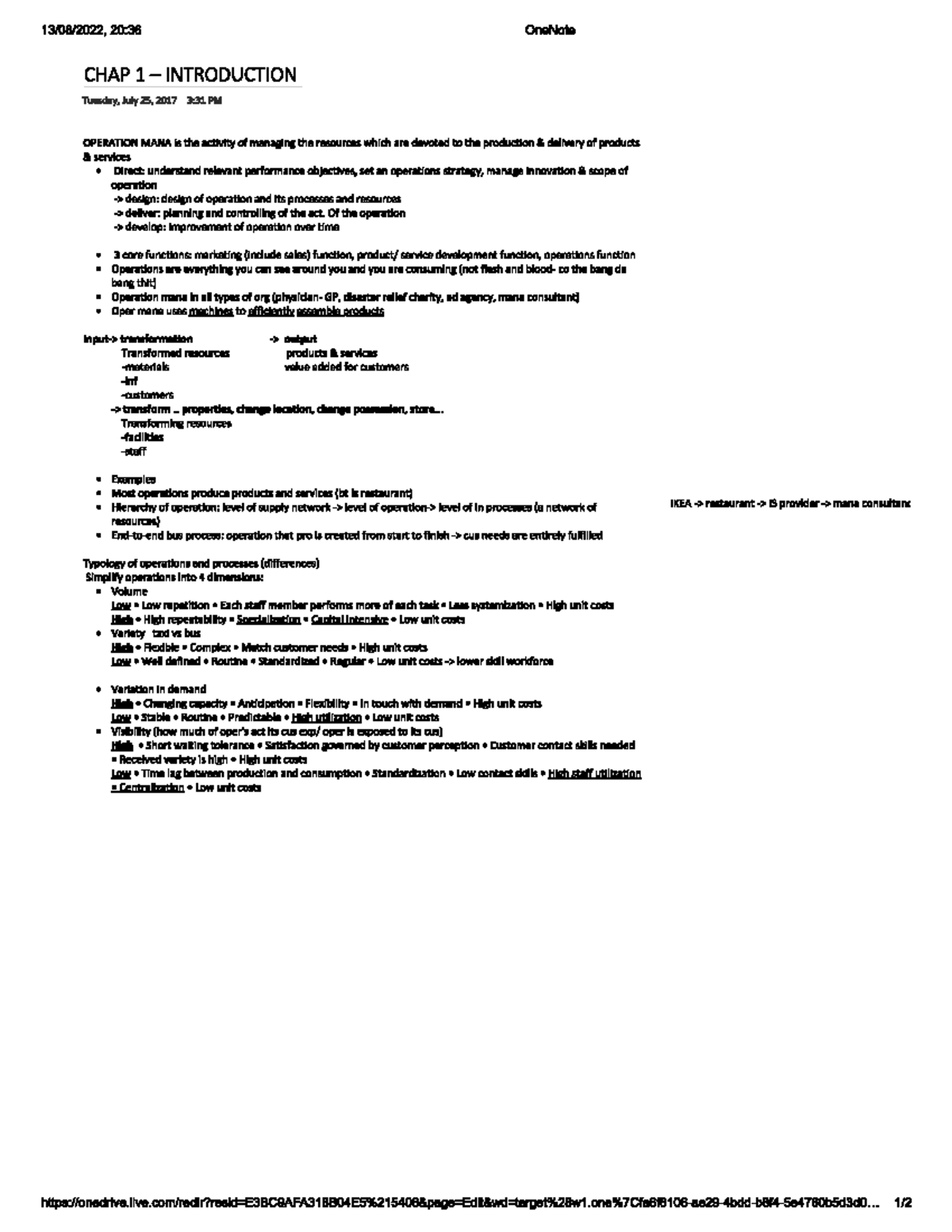 OPS216 WEEK 1 Introduction Lecture summary - OPS216 - Studocu