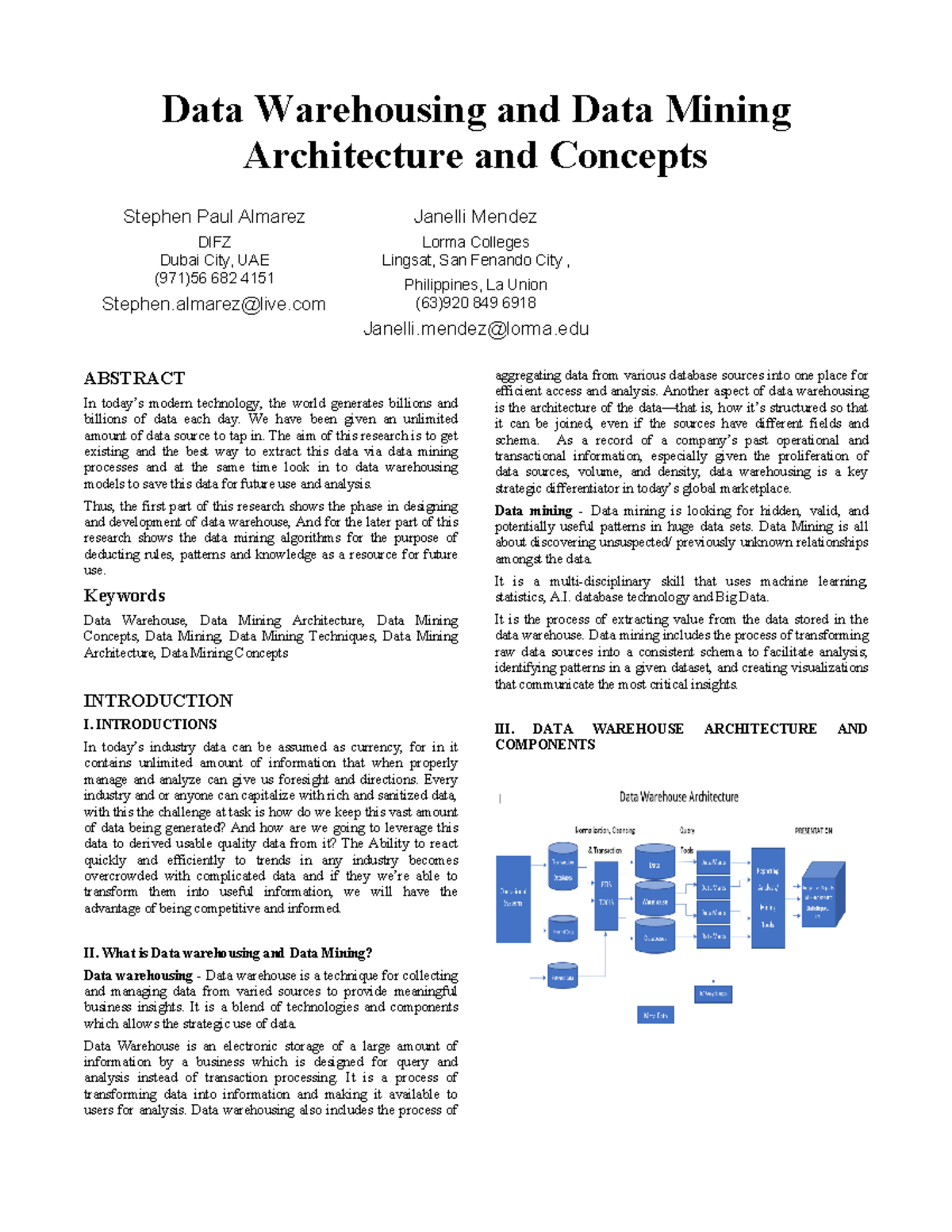 data warehouse research paper 2019