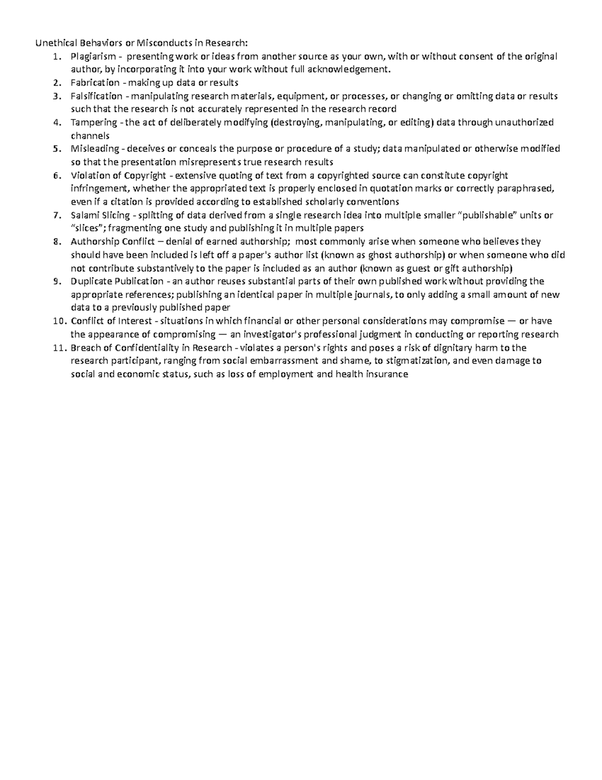 Unethical Behavior in Research - Unethical Behaviors or Misconducts in ...