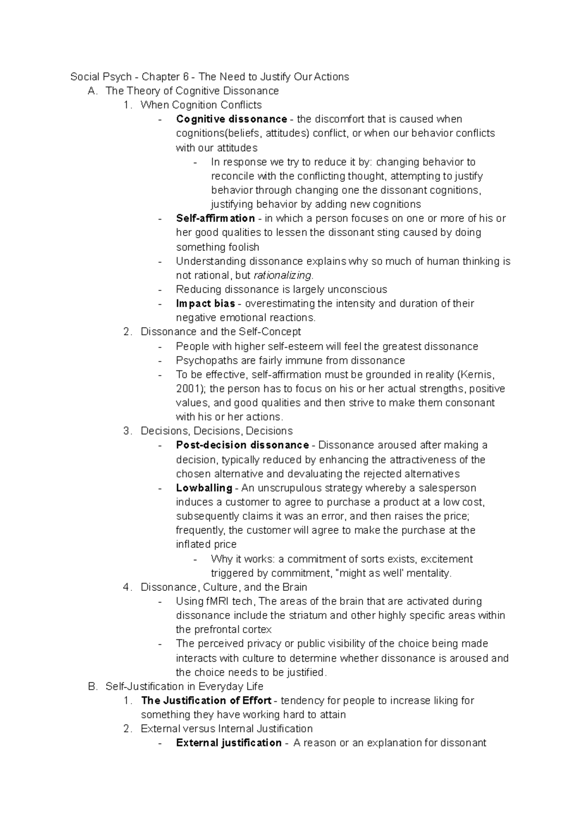 Social Psych - Chapter 6 - The Need To Justify Our Actions - The Theory ...