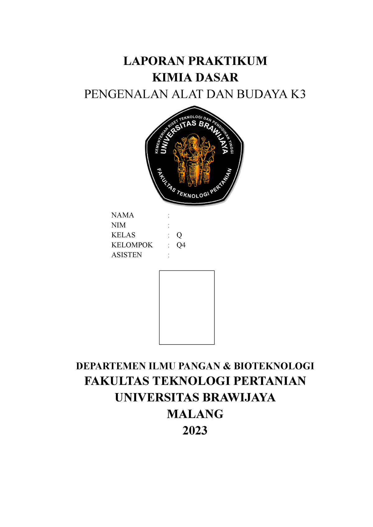 LKP KD1 THP TEP - Format Lkp Kimdas 1 - LAPORAN PRAKTIKUM KIMIA DASAR ...